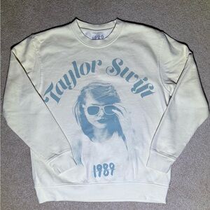 From the Vault Light Yellow 1989 Taylor Swift crewneck, size medium